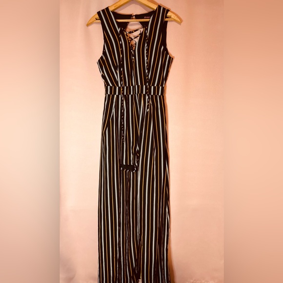 Dresses & Skirts - Plunging Stripe Maxi Short Romper